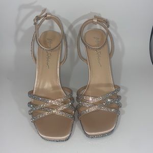 Betsy Johnson x David Bridal exclusive!  Strappy Micro-Platform Stiletto Heels